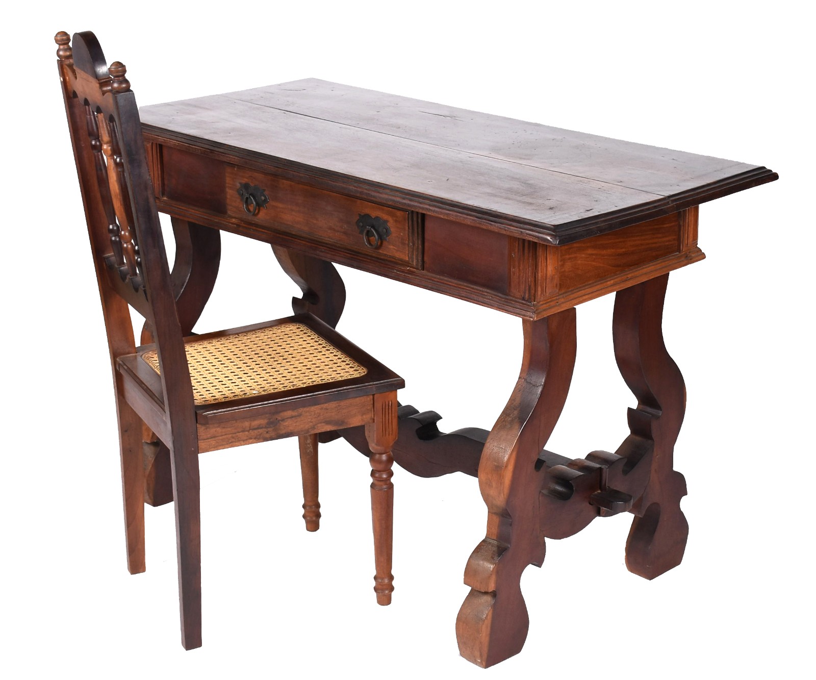 Mesa/escrivaninha de madeira nobre estilo colonial brasileiro, uma... - foto 1 de 4