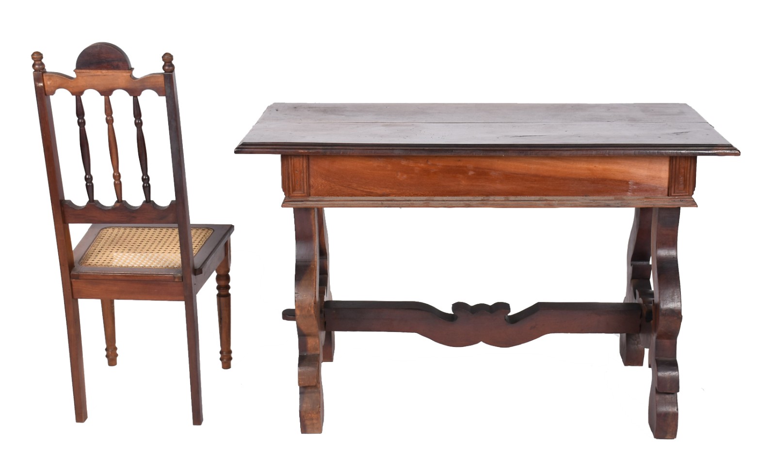 Mesa/escrivaninha de madeira nobre estilo colonial brasileiro, uma... - foto 3 de 4