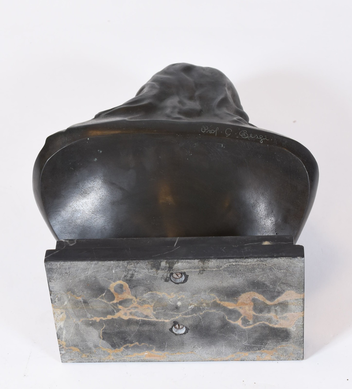 Cabeça de Cristo com sagrado coração de bronze, base de mármore... - foto 6 de 6