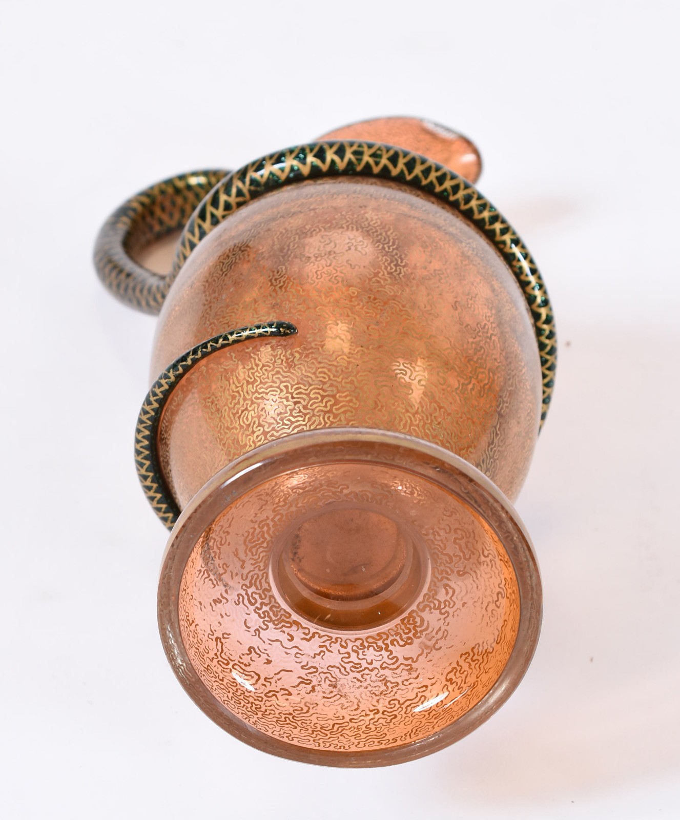 Jarra de murano na cor laranja, alça feitio serpente. - foto 6 de 6