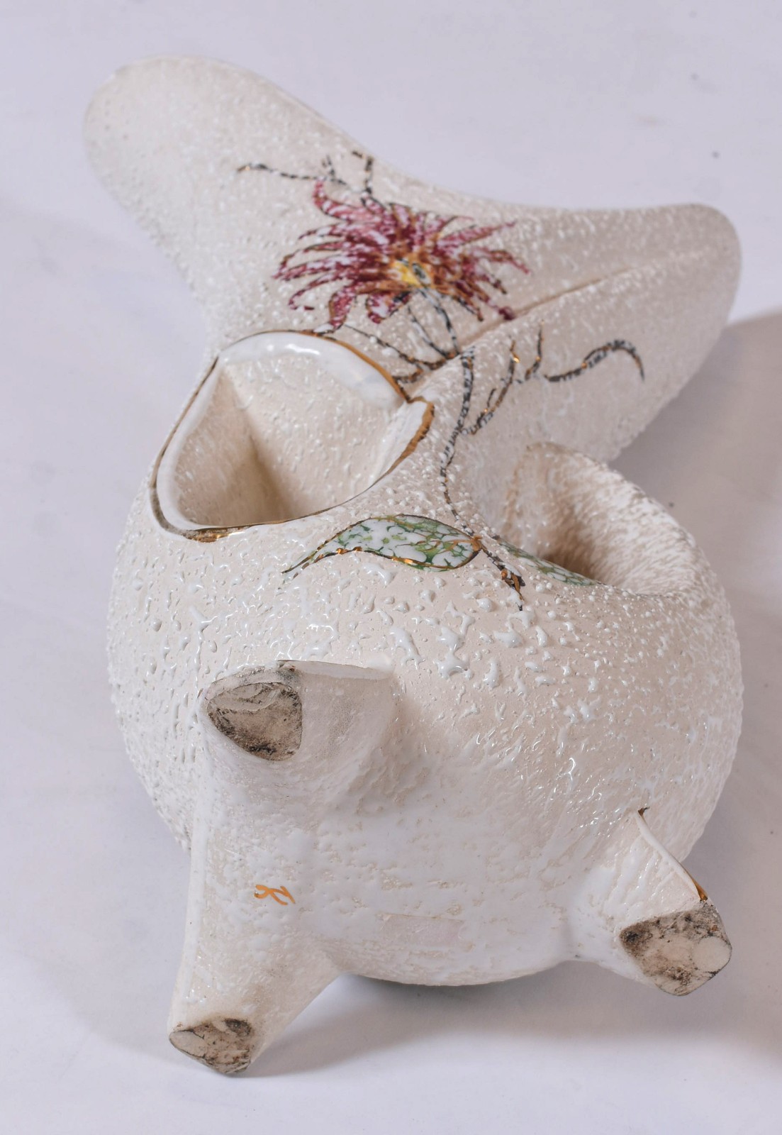 Vaso de cerâmica rosa com flores, anos 50. - foto 4 de 5