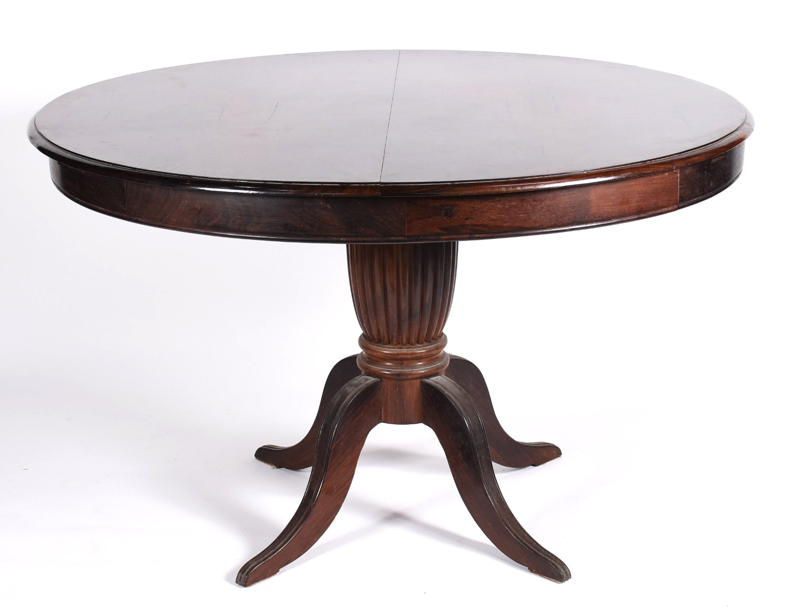 Mesa de jantar de jacarandá, feitio redondo, base em coluna canelada... - foto 1 de 6