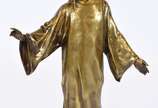 Paul Gasq (1860-1944), Sagrado Coração de Jesus - Imagem de bronze, assinado.