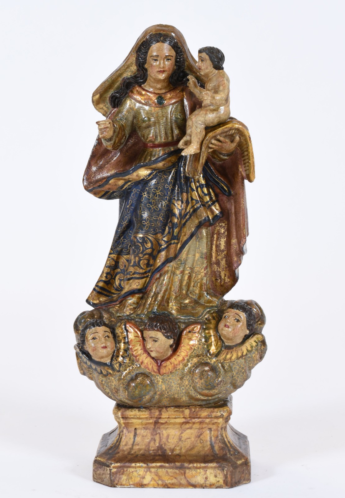 Imagem de Nossa Senhora da Conceição com menino de madeira... - foto 1 de 5