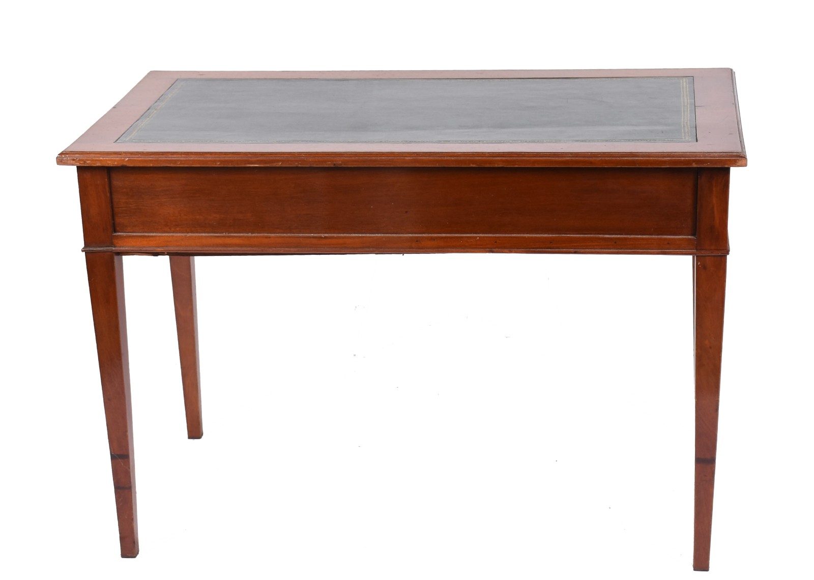 Mesa de escritório de madeira nobre, tampo de couro,duas gavetas... - foto 5 de 6
