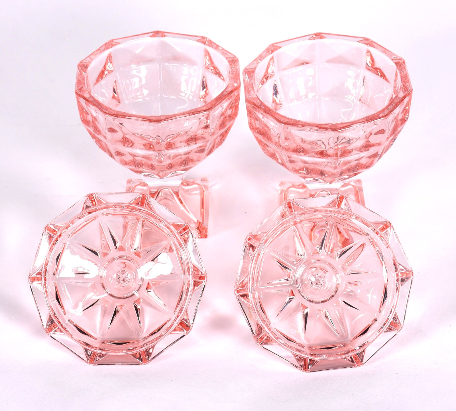 Par de compoteiras em demi cristal lapidado na cor rosa. - foto 3 de 3