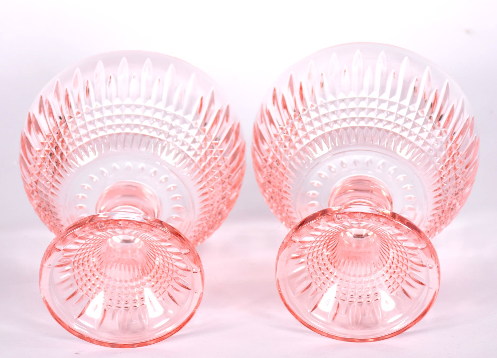 Par de compoteiras em demi cristal lapidado, na cor rosa. - foto 4 de 4
