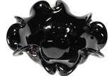 Bowl de vidro decorativo na cor preta com pó de... - Bowl de vidro decorativo na cor preta com pó de ouro, borda feitio babado.