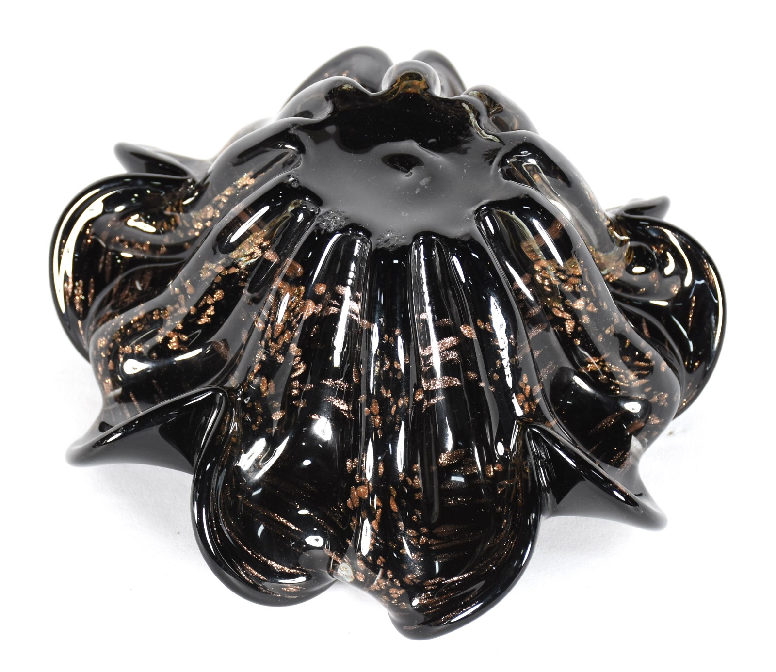 Bowl de vidro decorativo na cor preta com pó de ouro, borda feitio... - foto 4 de 4