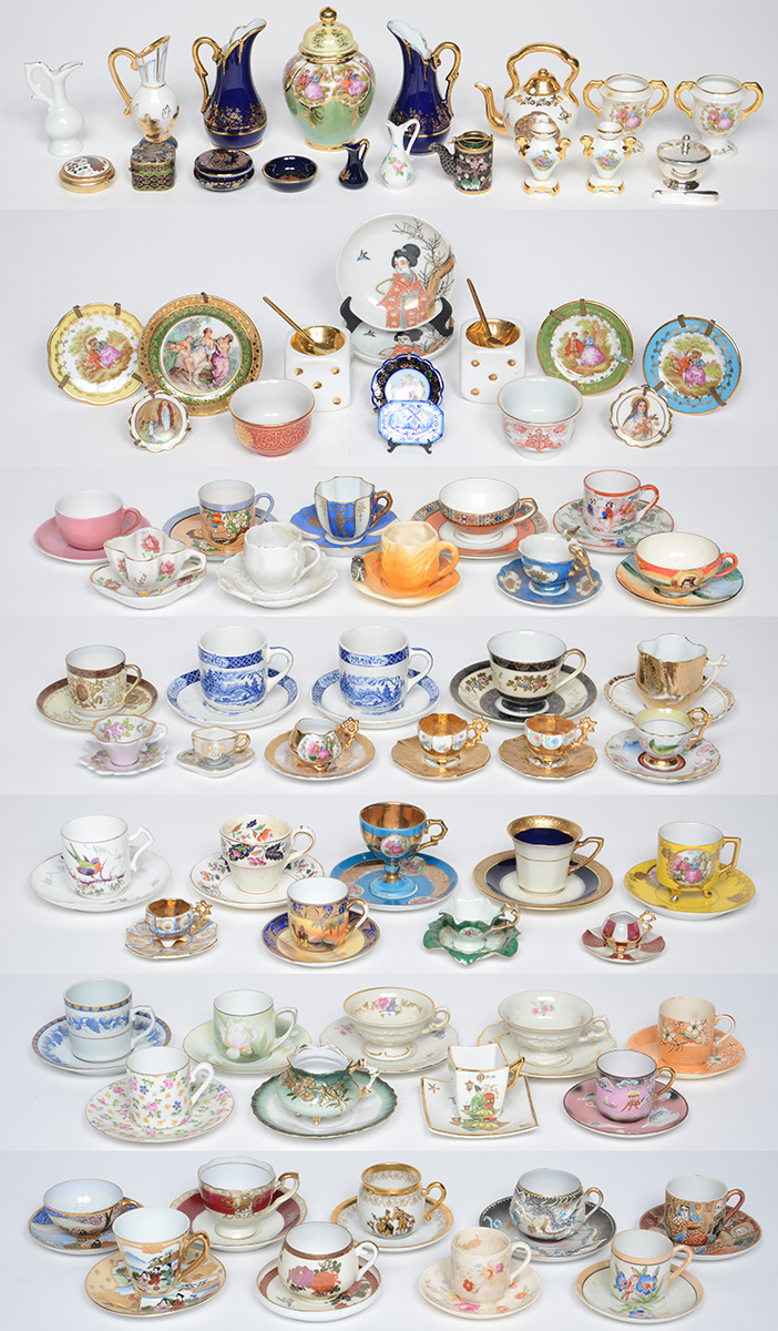 Lotes com 80 peças de porcelana, sendo 48 xícaras com pires e 32...