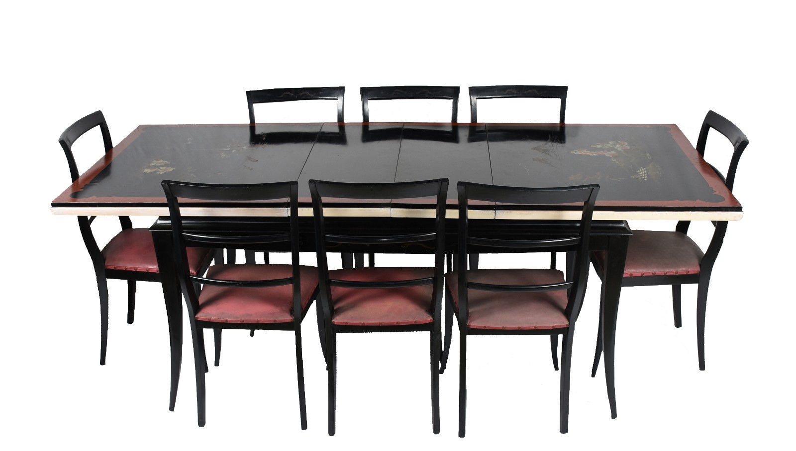 Mesa de madeira nobre decoração em "chinoiserie" no tampo, duas... - foto 1 de 10