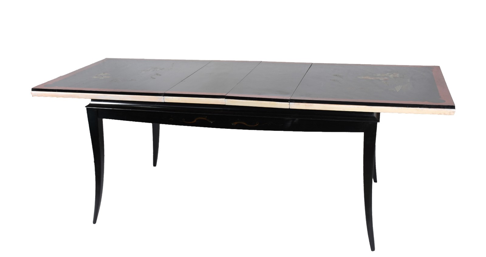 Mesa de madeira nobre decoração em "chinoiserie" no tampo, duas... - foto 3 de 10