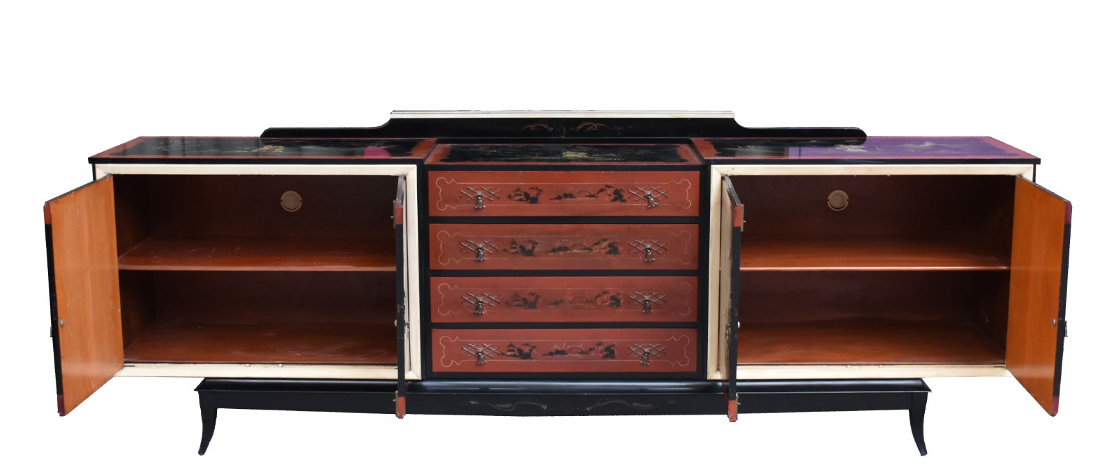 Buffet de madeira nobre decorado em chinoiserie com 4 gavetas... - foto 3 de 6