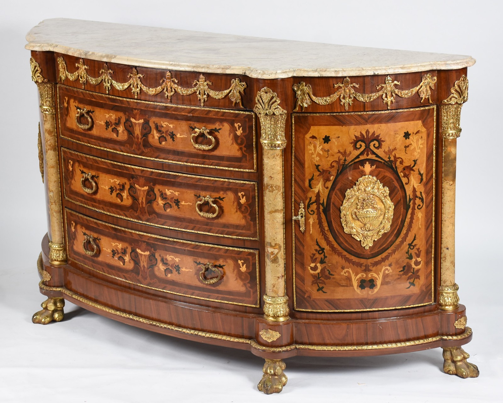 Dunquerque estilo francês com 3 gavetas, tampo de mármore (mármore... - foto 1 de 8
