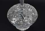 Compoteira de cristal lapidado com base de metal. - Compoteira de cristal lapidado com base de metal.