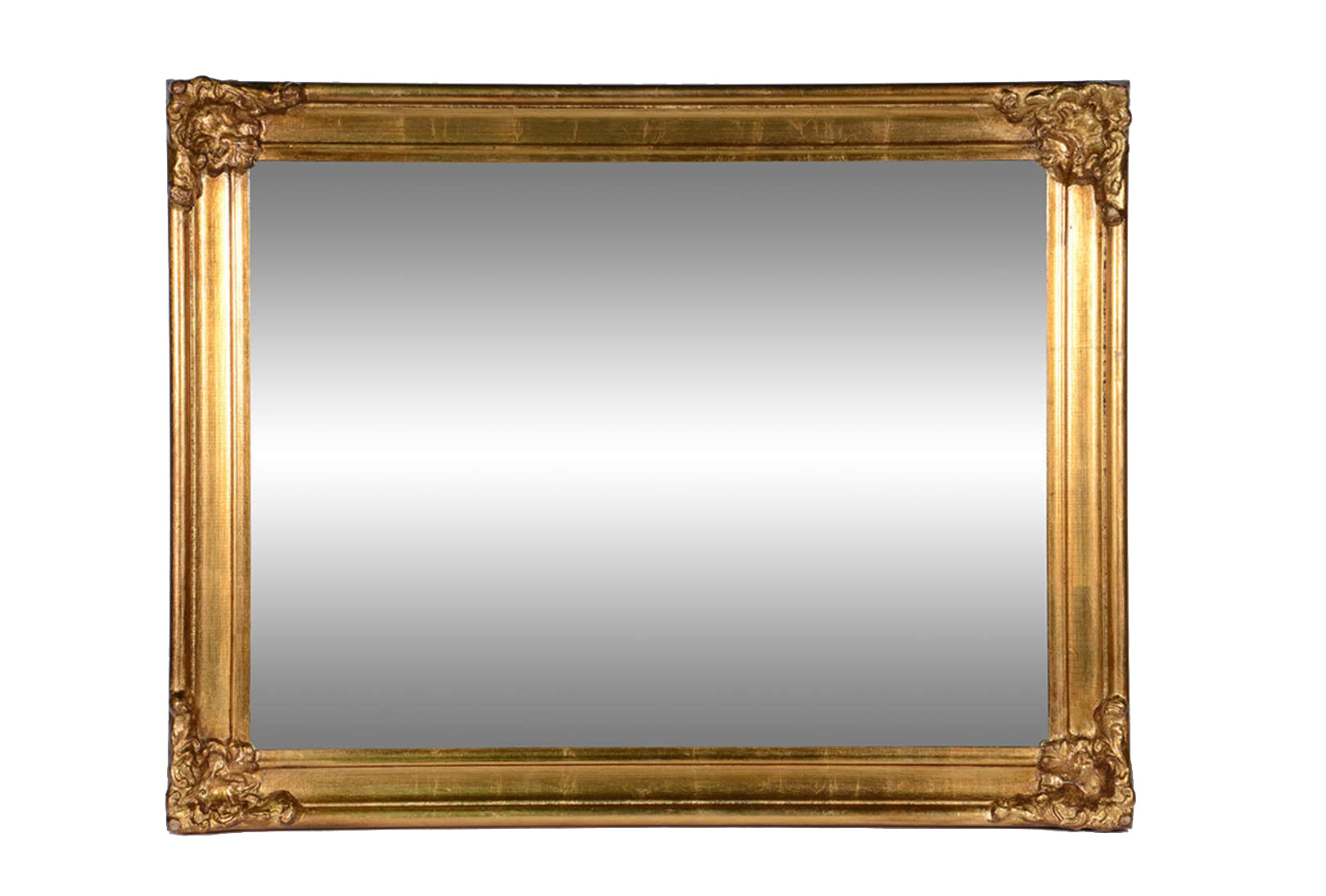 Espelho de cristal com moldura de madeira dourada, med: 60 X 90