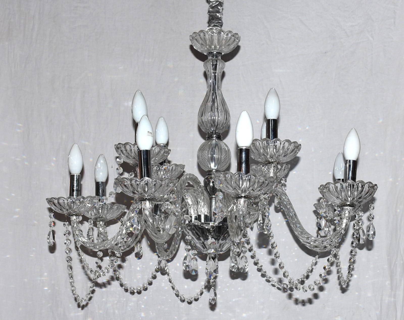 Lustre de cristal para 12 luzes, pingentes lapidados. - foto 1 de 2