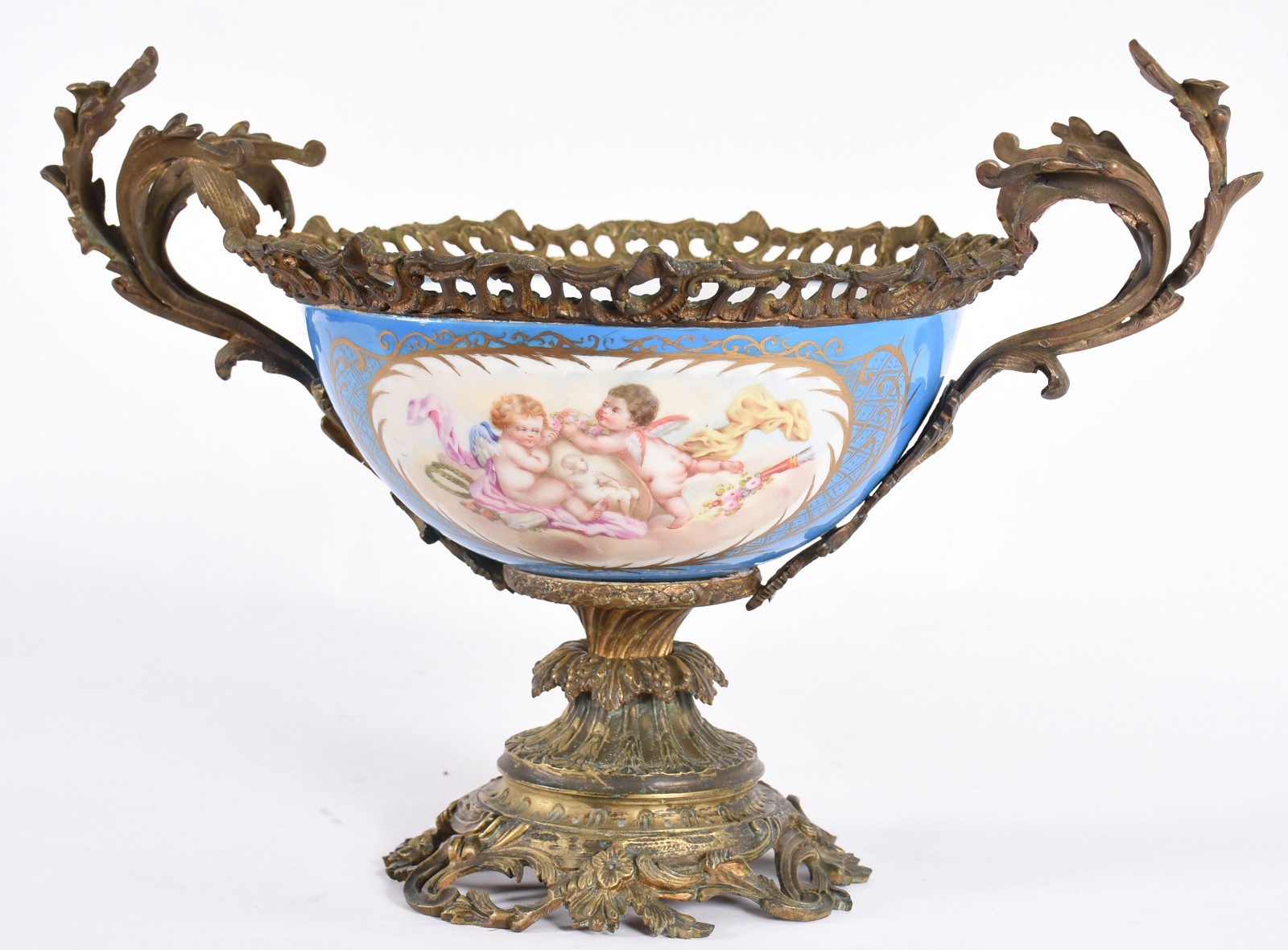 Floreira francesa em bronze ormolu e porcelana de Sèvres. - foto 1 de 4
