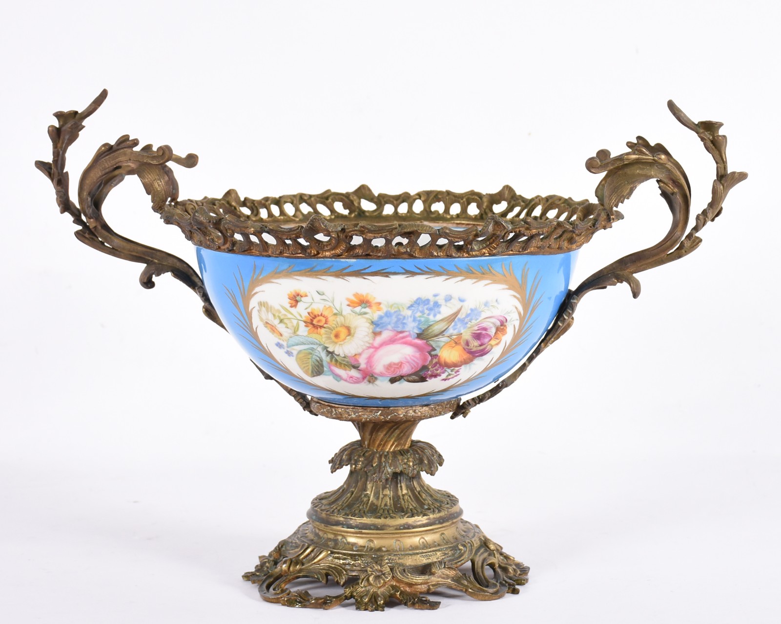 Floreira francesa em bronze ormolu e porcelana de Sèvres. - foto 2 de 4