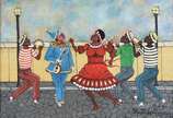 Heitor dos Prazeres (1898-1966), Carnaval na Rua - Óleo sobre eucatex. Acompanha certificado de autenticidade emitido pelo filho do artista.