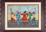 Heitor dos Prazeres (1898-1966), Carnaval na Rua - Óleo sobre eucatex. Acompanha certificado de autenticidade emitido pelo filho do artista.