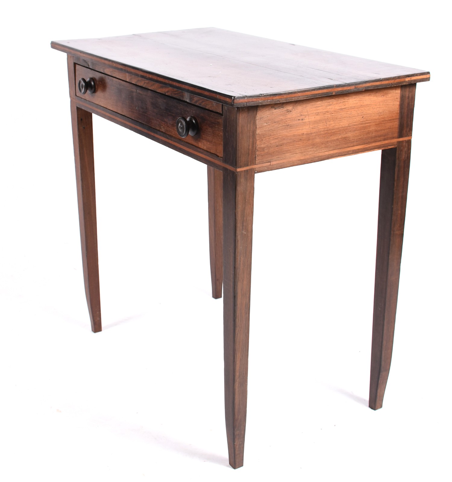Mesa de encostar de madeira nobre com uma gaveta, tampo retangular e... - foto 1 de 5