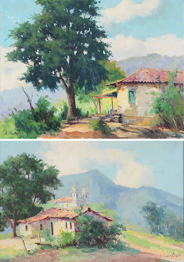 duas pinturas - ose - Alto da Serra - 27 x 35 cm -( sem moldura) e... - foto 2 de 5