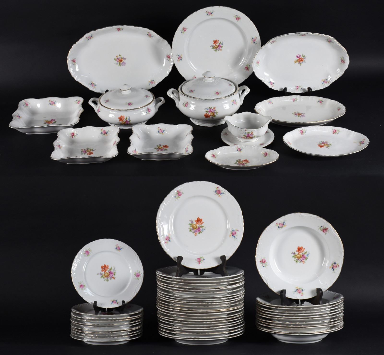 Aparelho de jantar de porcelana tcheca Thun, decoração floral em... - foto 1 de 4