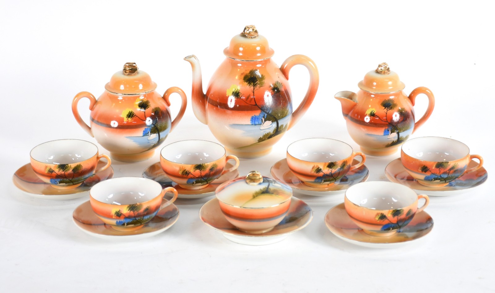 Serviço de chá de porcelana oriental casca de ovo composto de: 6... - foto 1 de 5