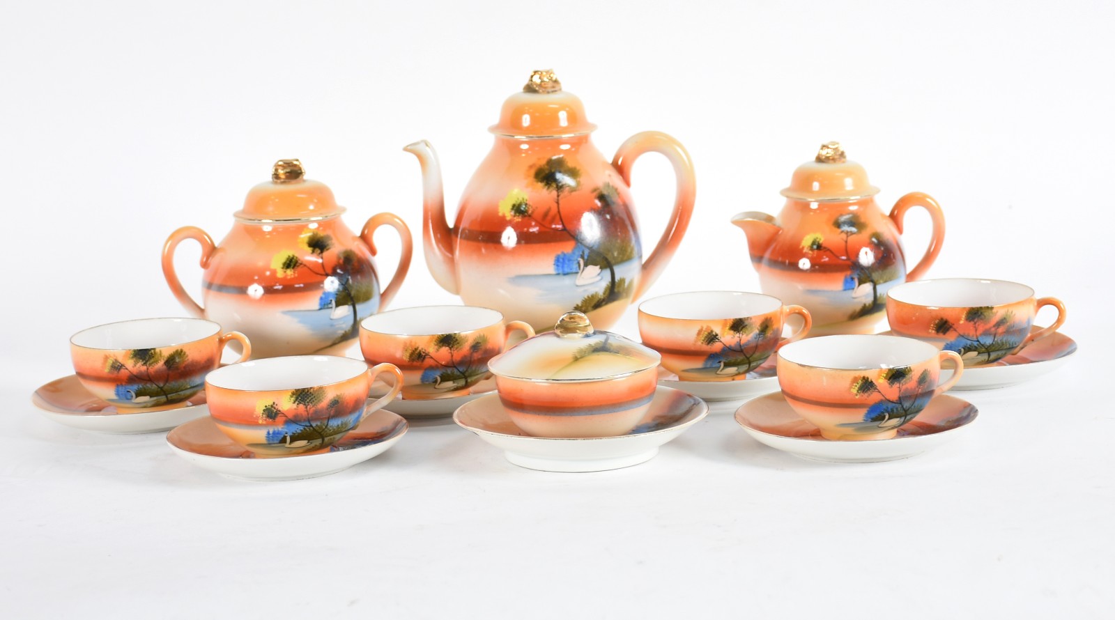 Serviço de chá de porcelana oriental casca de ovo composto de: 6... - foto 2 de 5