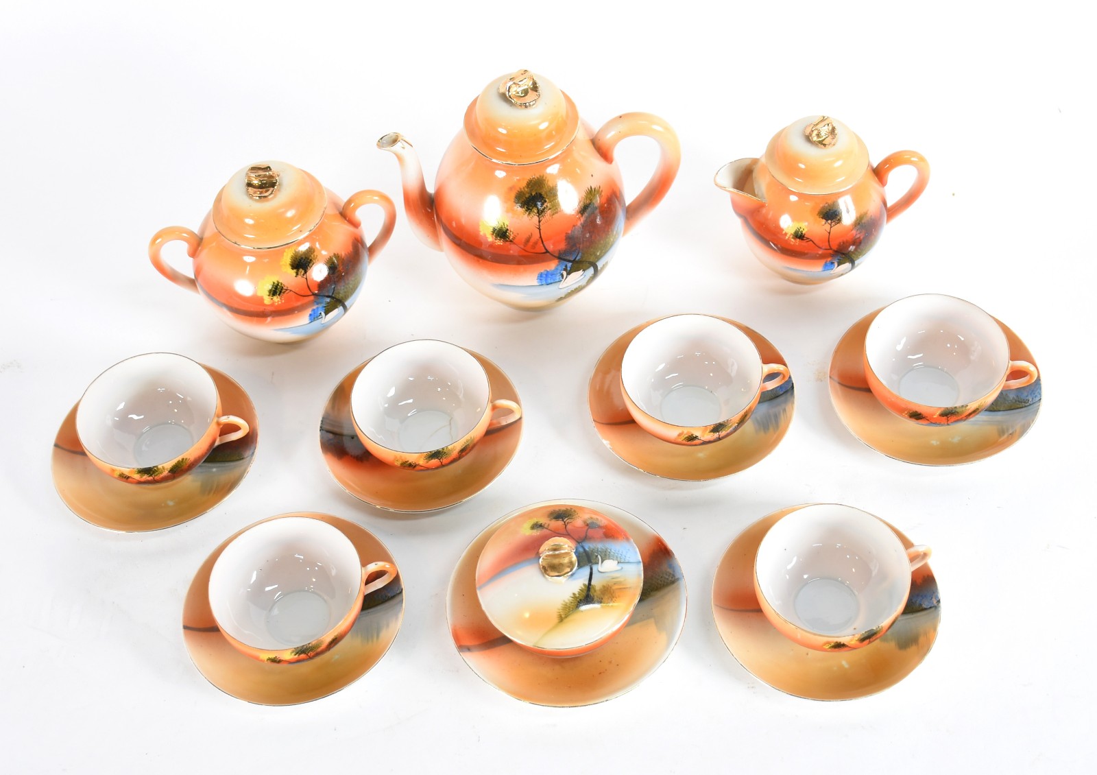 Serviço de chá de porcelana oriental casca de ovo composto de: 6... - foto 3 de 5