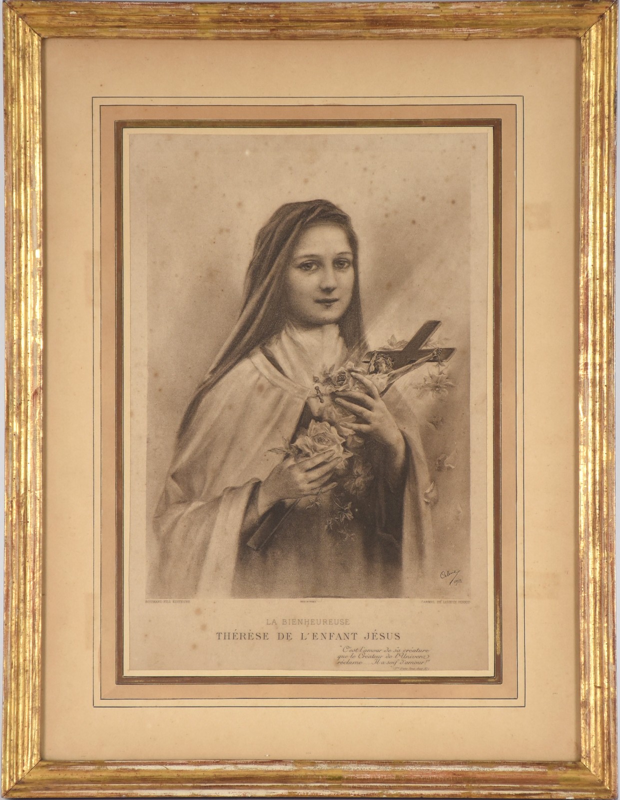 Gravura francesa "La Bienheureuse Thèrése de L'Enfant Jésus". (marcas... - foto 2 de 5