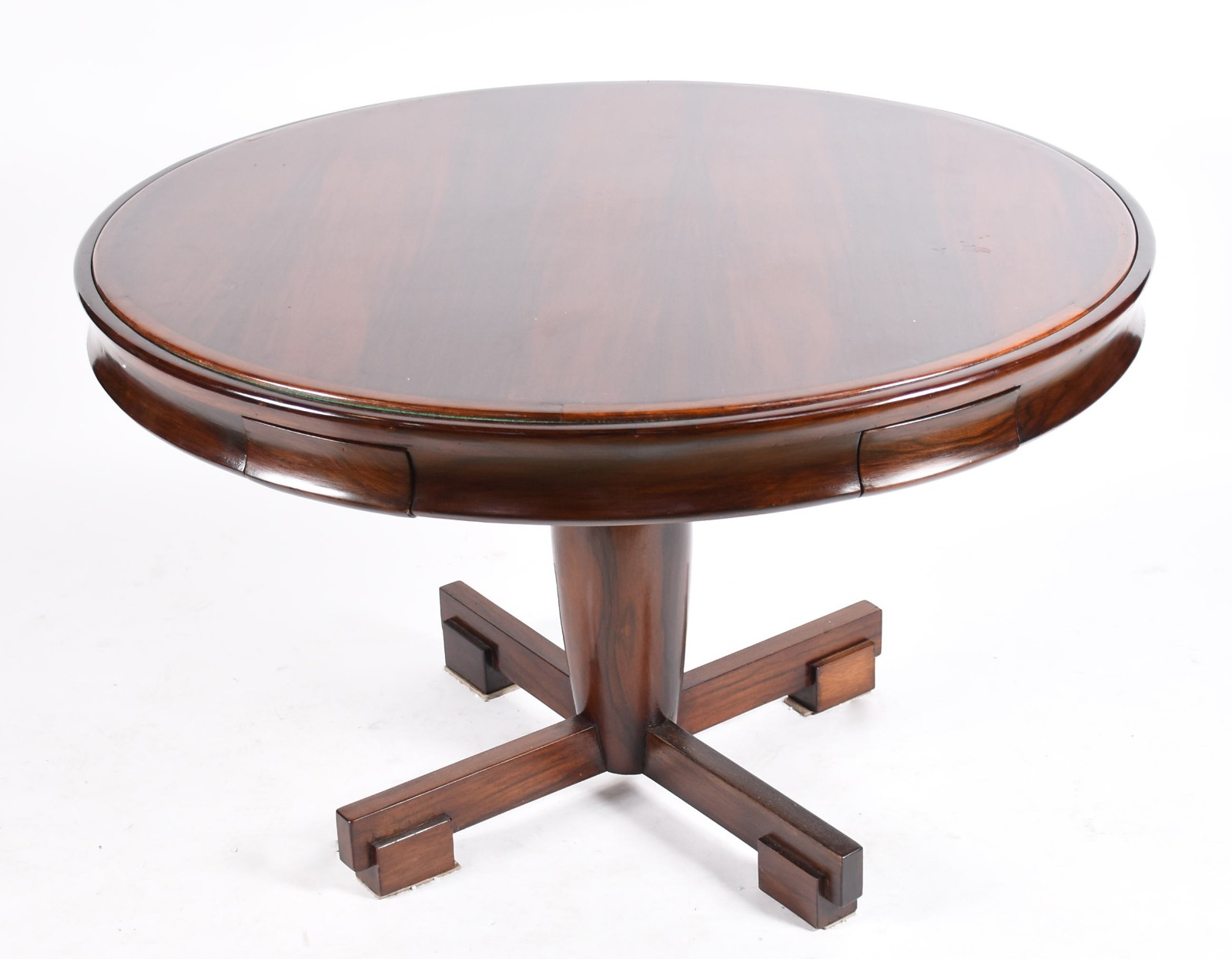 Mesa de jogo de madeira nobre feitio redondo, tampo reversível com... - foto 1 de 5