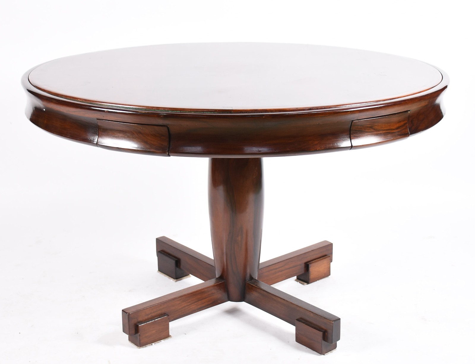 Mesa de jogo de madeira nobre feitio redondo, tampo reversível com... - foto 4 de 5