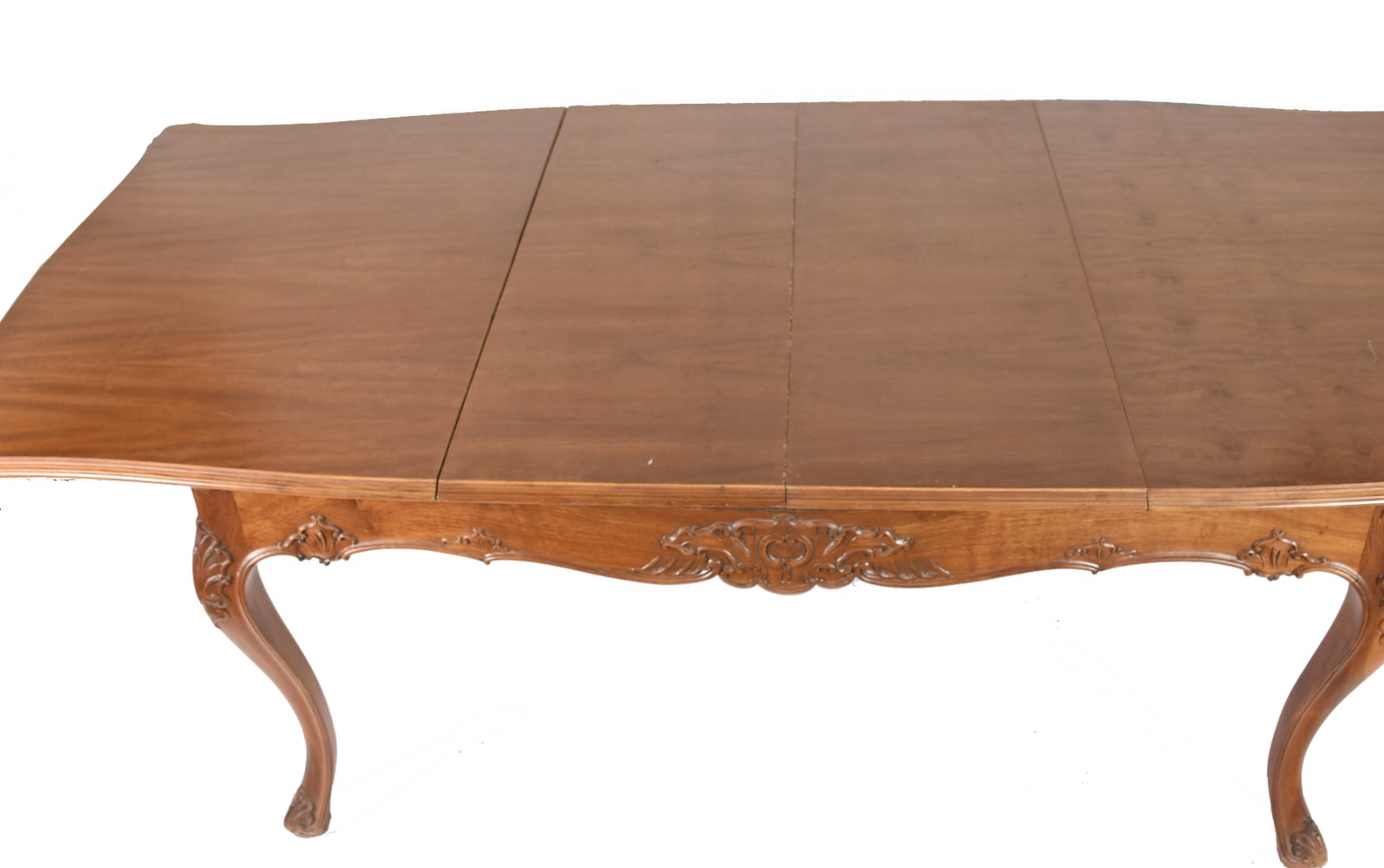Mesa de jantar de madeira nobre estilo Luis XV, tampo retangular com... - foto 4 de 5