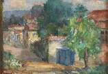 Manoel Santiago (1897-1987), Paisagem - Óleo sobre madeira (tampa de caixa de charutos)