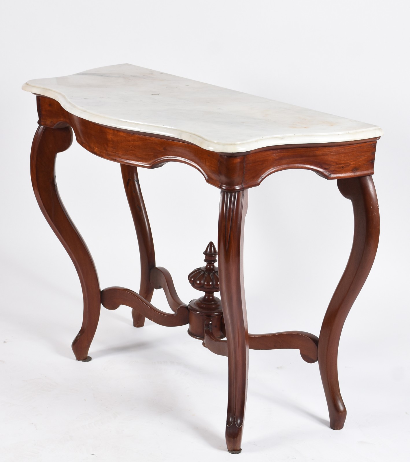 Console/aparador de madeira nobre com tampo de mármore, estilo Luis... - foto 1 de 4