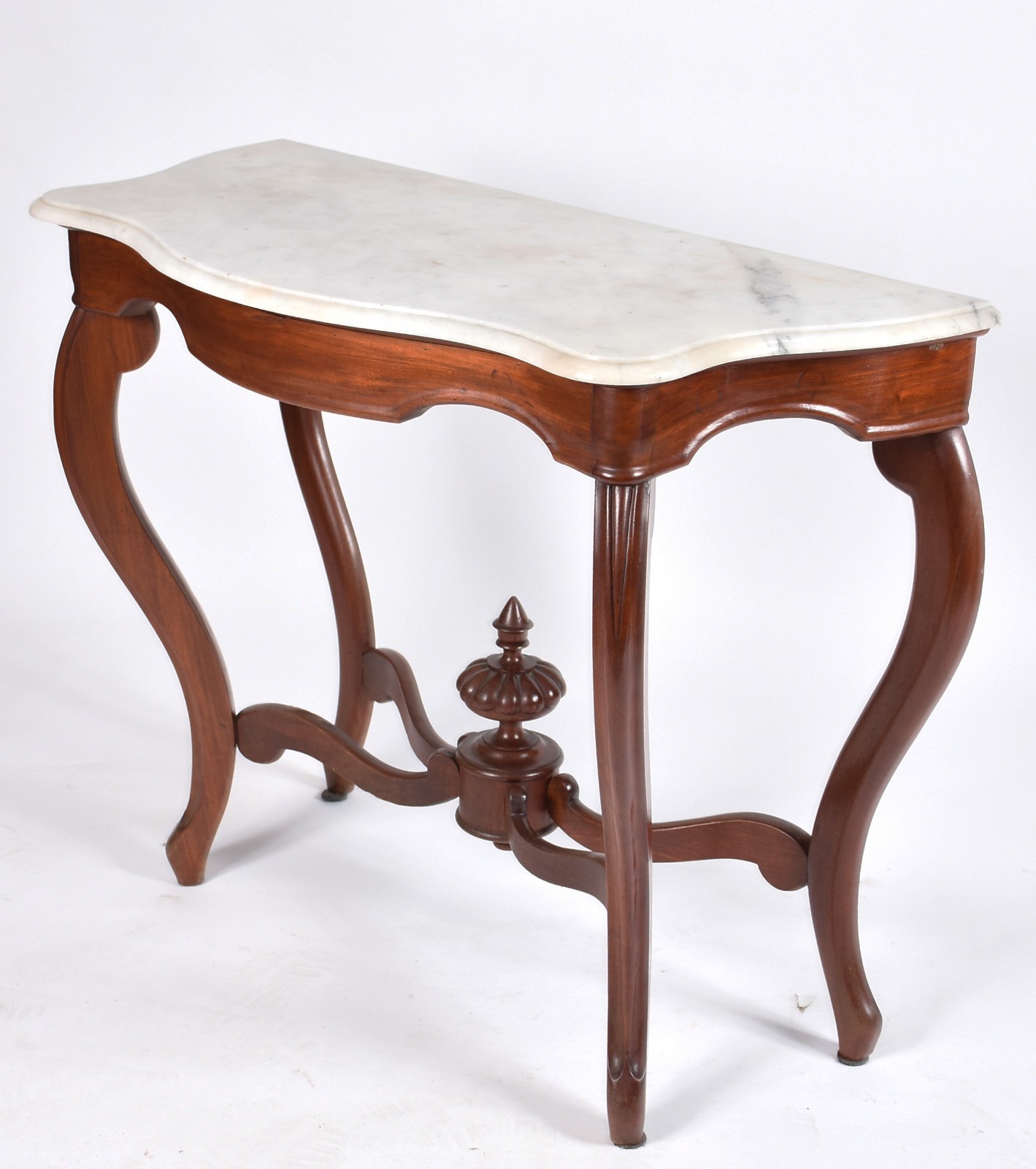 Console/aparador de madeira nobre com tampo de mármore, estilo Luis... - foto 1 de 4