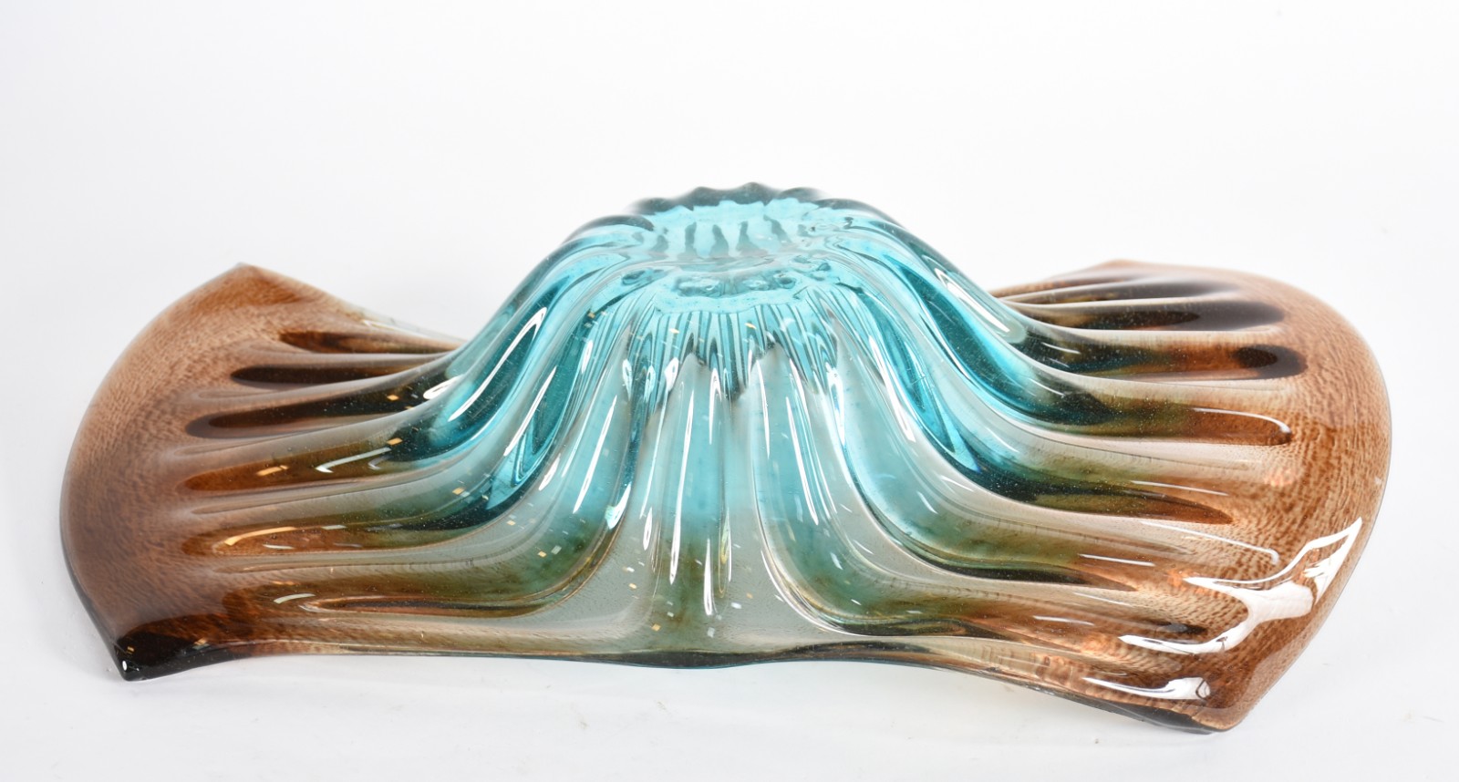 Centro de mesa de vidro decorativo na cor verde e âmbar. - foto 4 de 4