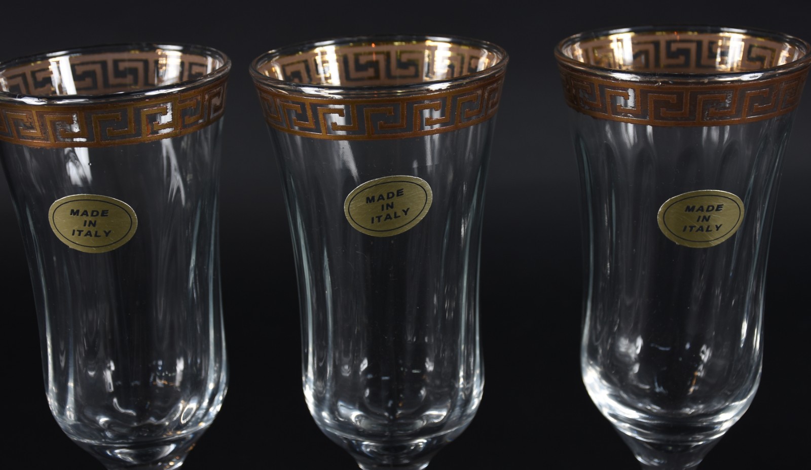 Seis flutes de vidro italiano para champagne, bordas com gregas... - foto 3 de 4