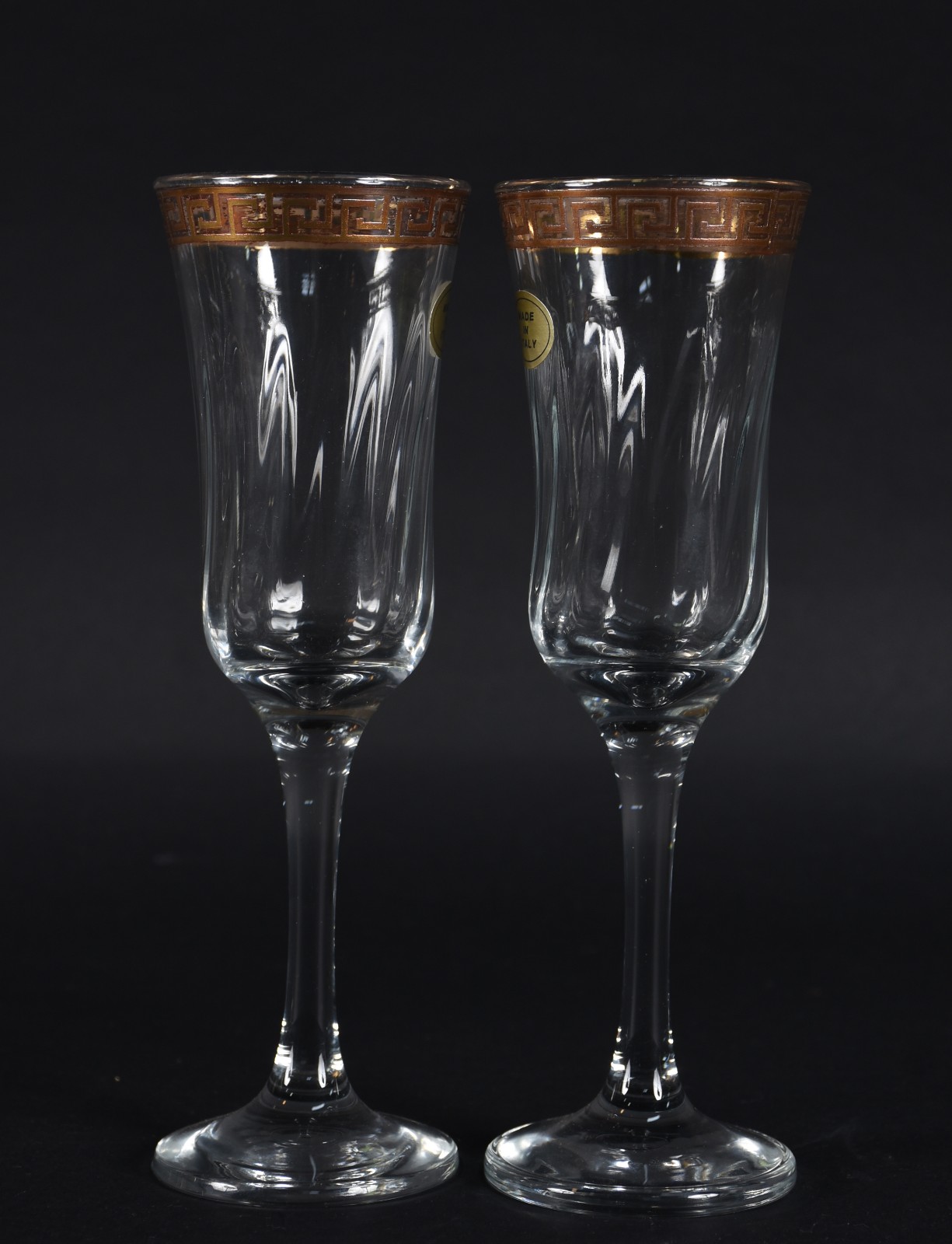 Seis flutes de vidro italiano para champagne, bordas com gregas... - foto 4 de 4