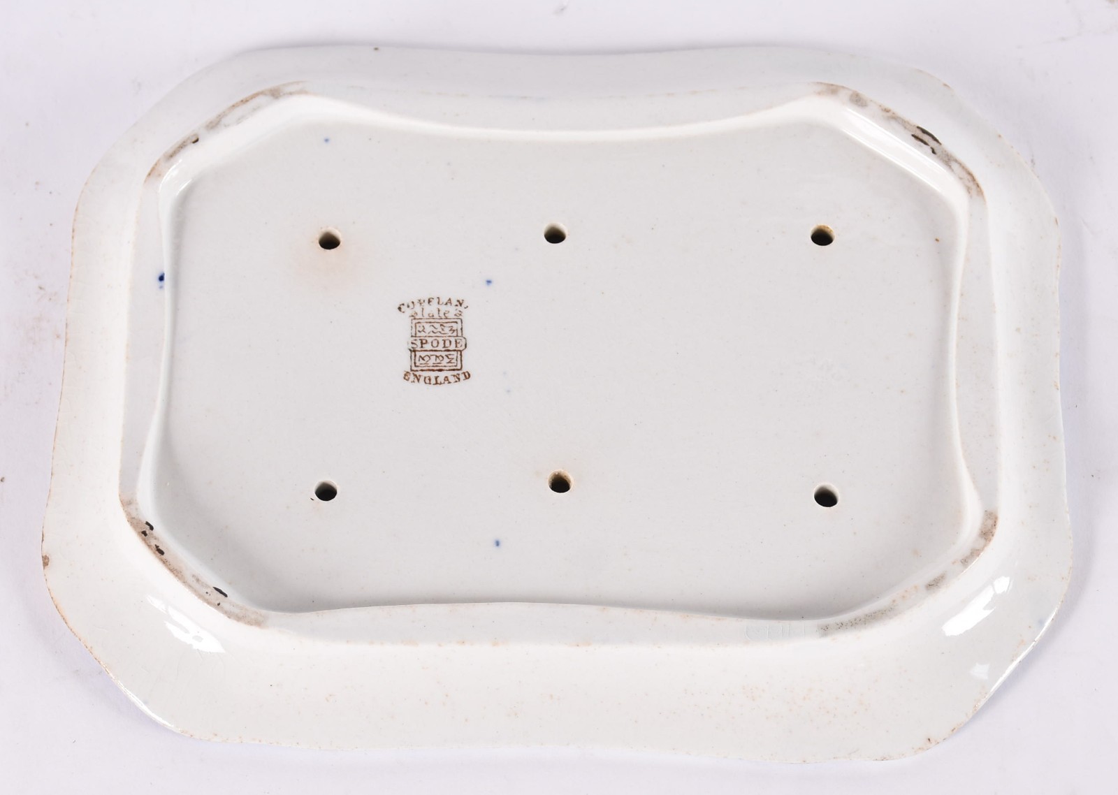 Queijeira de porcelana inglesa azul e branca decoração "pombinho". - foto 5 de 6