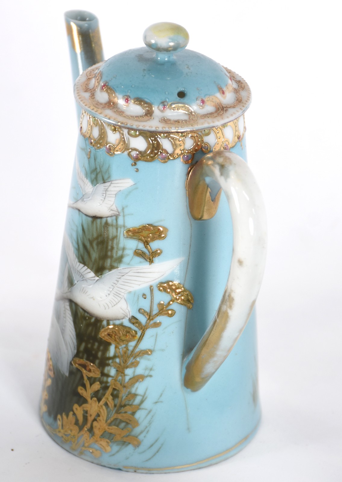 Conjunto de chá e café de porcelana oriental azul com pássaros e... - foto 4 de 5