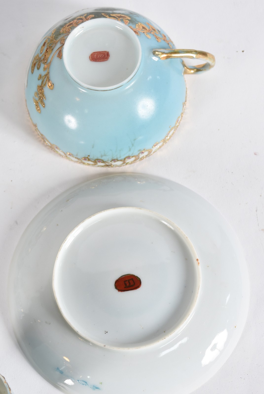 Conjunto de chá e café de porcelana oriental azul com pássaros e... - foto 5 de 5