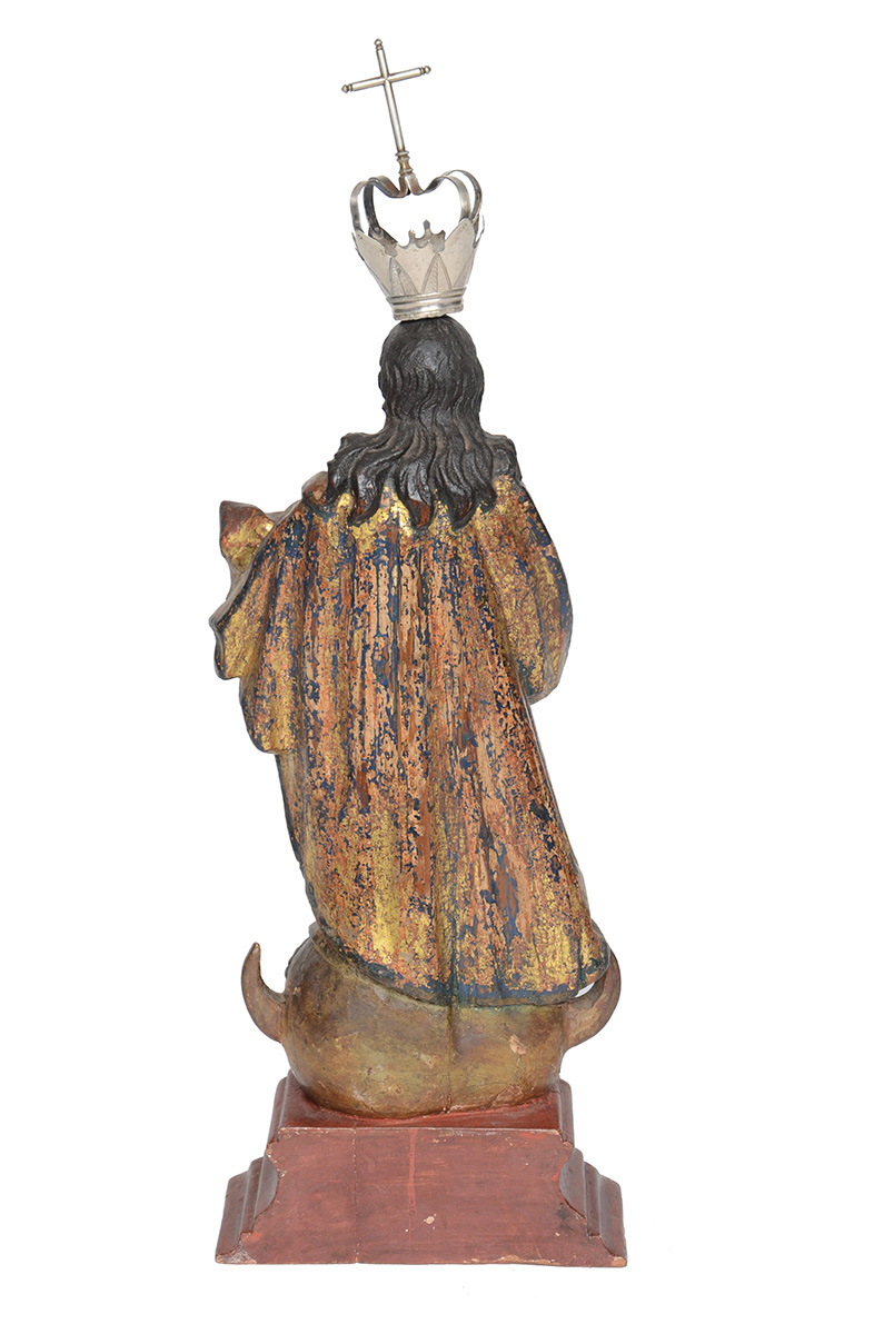 Nossa Senhora - Imagem de madeira policromada e dourada com olhos de... - foto 2 de 2