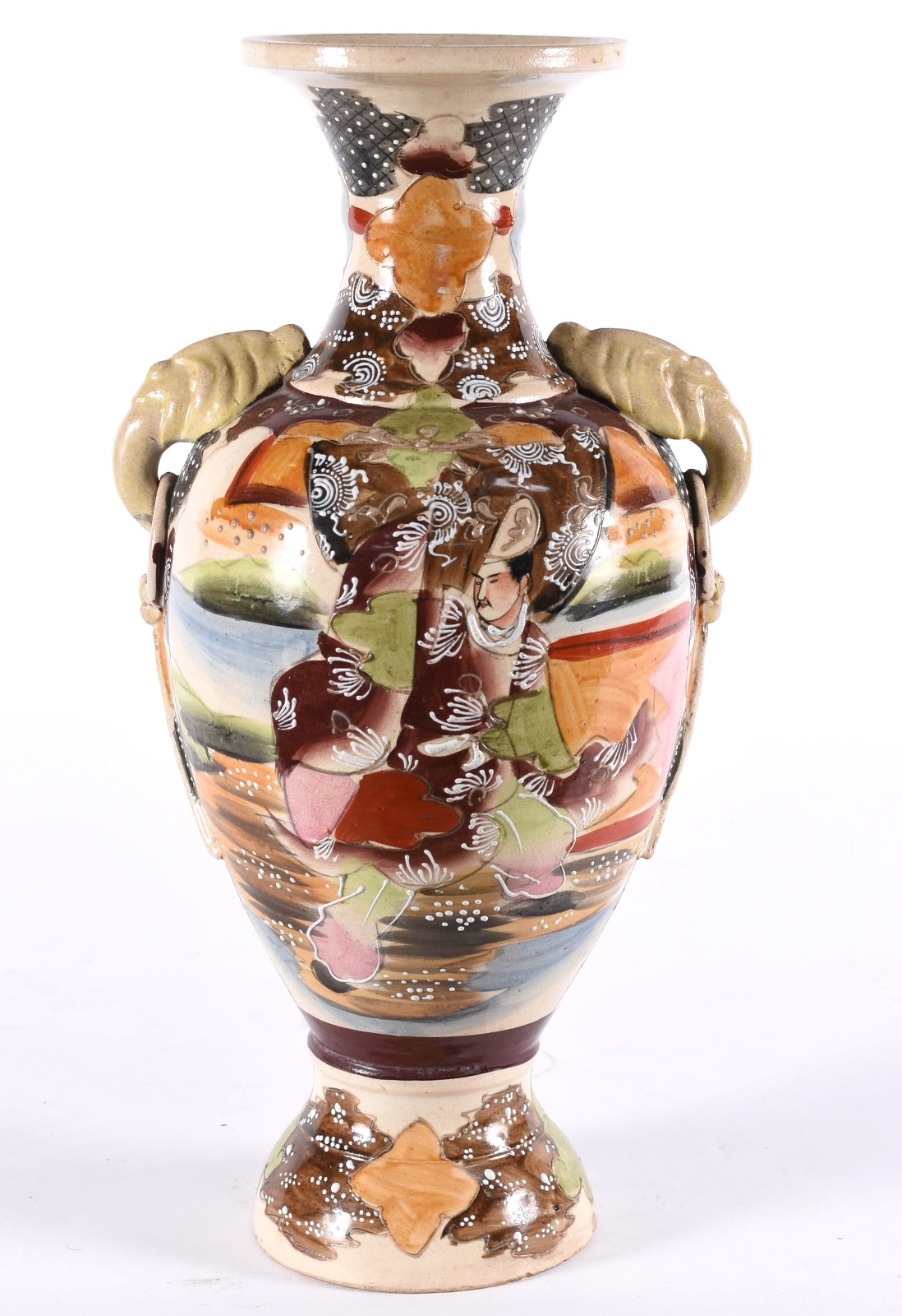 Ânfora de porcelana japonesa Satzuma decorada com guerreiros em... - foto 3 de 5