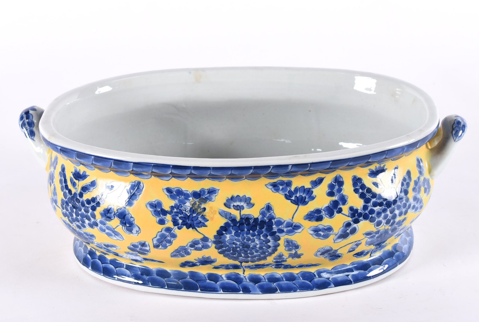 Cachepot/terrina com alças de porcelana oriental decoração floral em... - foto 1 de 5