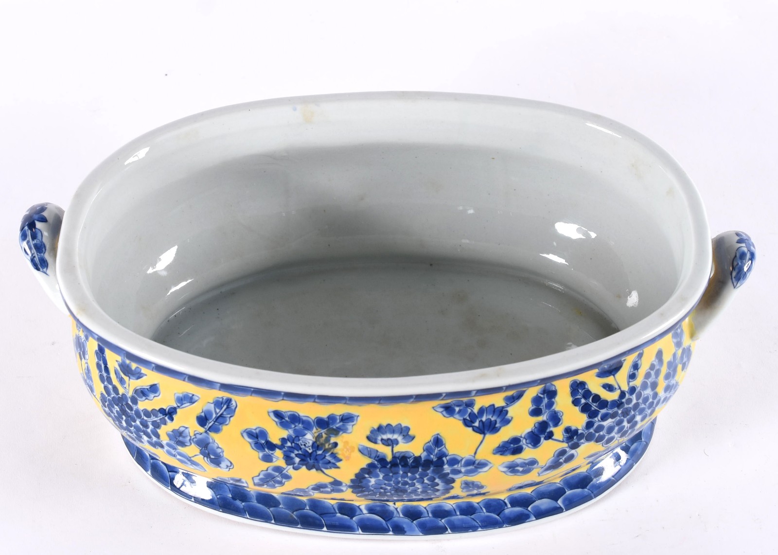 Cachepot/terrina com alças de porcelana oriental decoração floral em... - foto 2 de 5