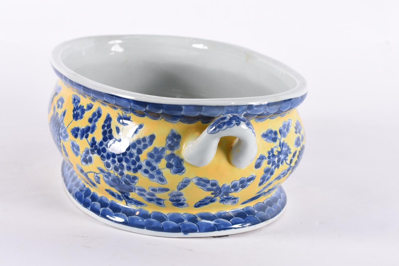 Cachepot/terrina com alças de porcelana oriental decoração floral em... - foto 4 de 5