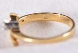 Anel de ouro 18 k contrastado com 1 diamante e ... - Anel de ouro 18 k contrastado com 1 diamante e 5 pequenos diamantes a volta, aro 18 (Por motivos de segurança a peça não se encontra na loja)